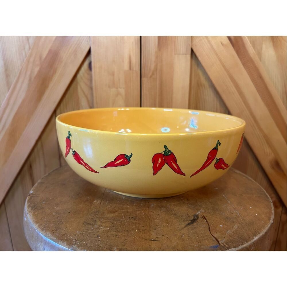 Bizzirri 10" Serving Bowl CHILI PEPPER PATTERN Salad *Pasta *MADE IN ITALY (8474